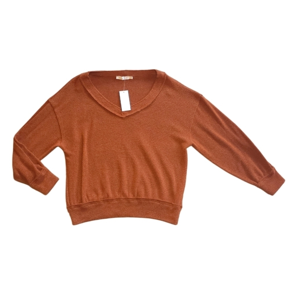 Lush Deep Orange Knit Sweater Stretch Size Small NWT